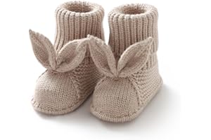 Wugugu Baby Booties Newborn First Walkers Soft Knit Boots Warm Knitted Crib Shoes for Boy Girl Crochet Infant Sock