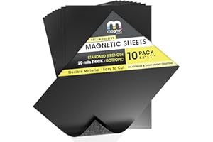 THE MAGNET SHOP TMS Magnetic Sheet, Tape and Strips with or Without Self-Adhesive Backing for Stickers | Die and Craft Storage | Flexible Rubber Magnet | 10 Sheets | 20mil or 30 mil Thick | 8.5” x 11”