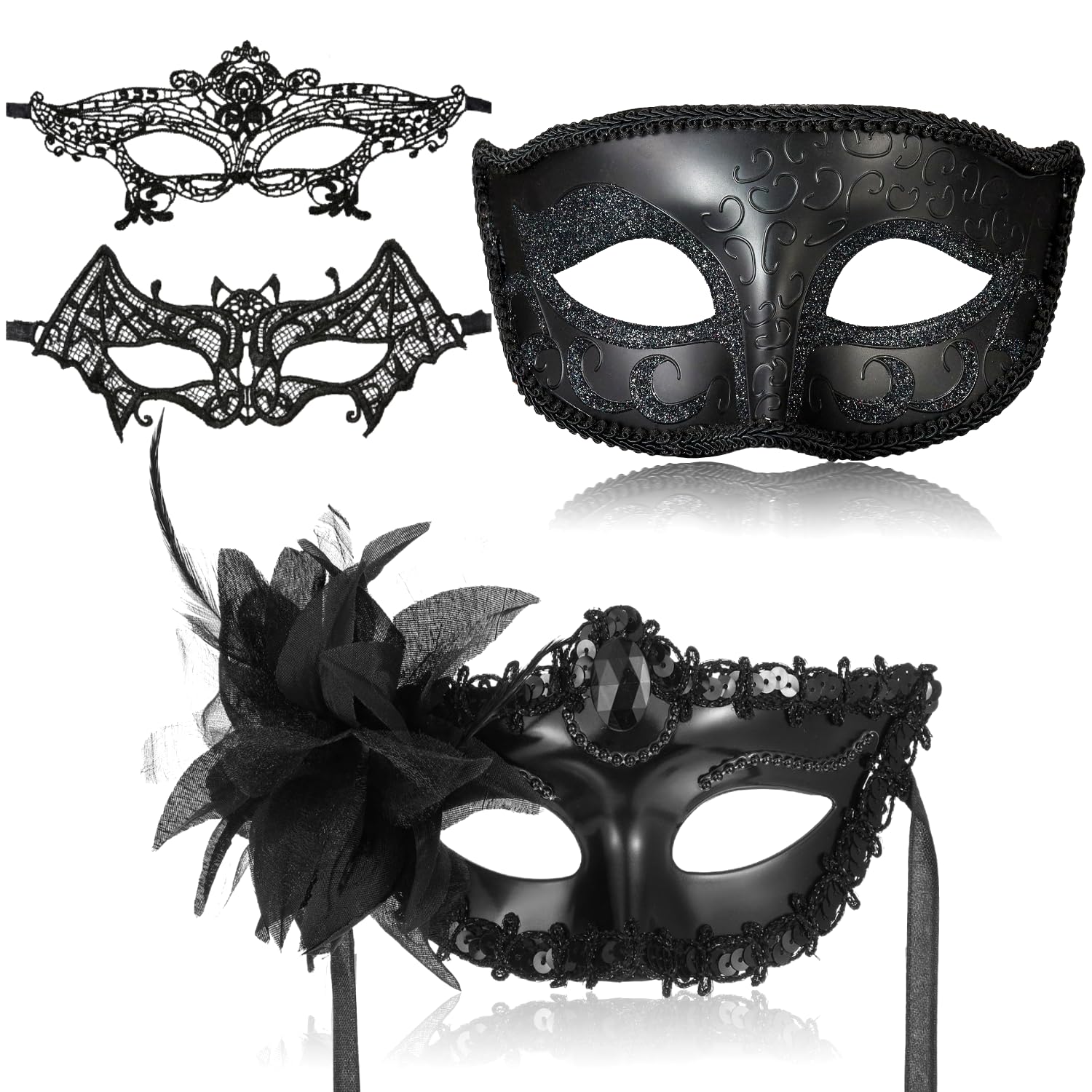 LGQHCE Masquerade Mask, Sexy Carnival Costumes, Black Lace, Luxury Sexy Lace Eyemask Prom Mask, Men Women Venetian Mask for Women Men, Mardi Gras Masks Carnival