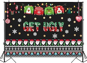 Amazon Com Funnytree 7x5ft Ugly Christmas Sweater Party Backdrop