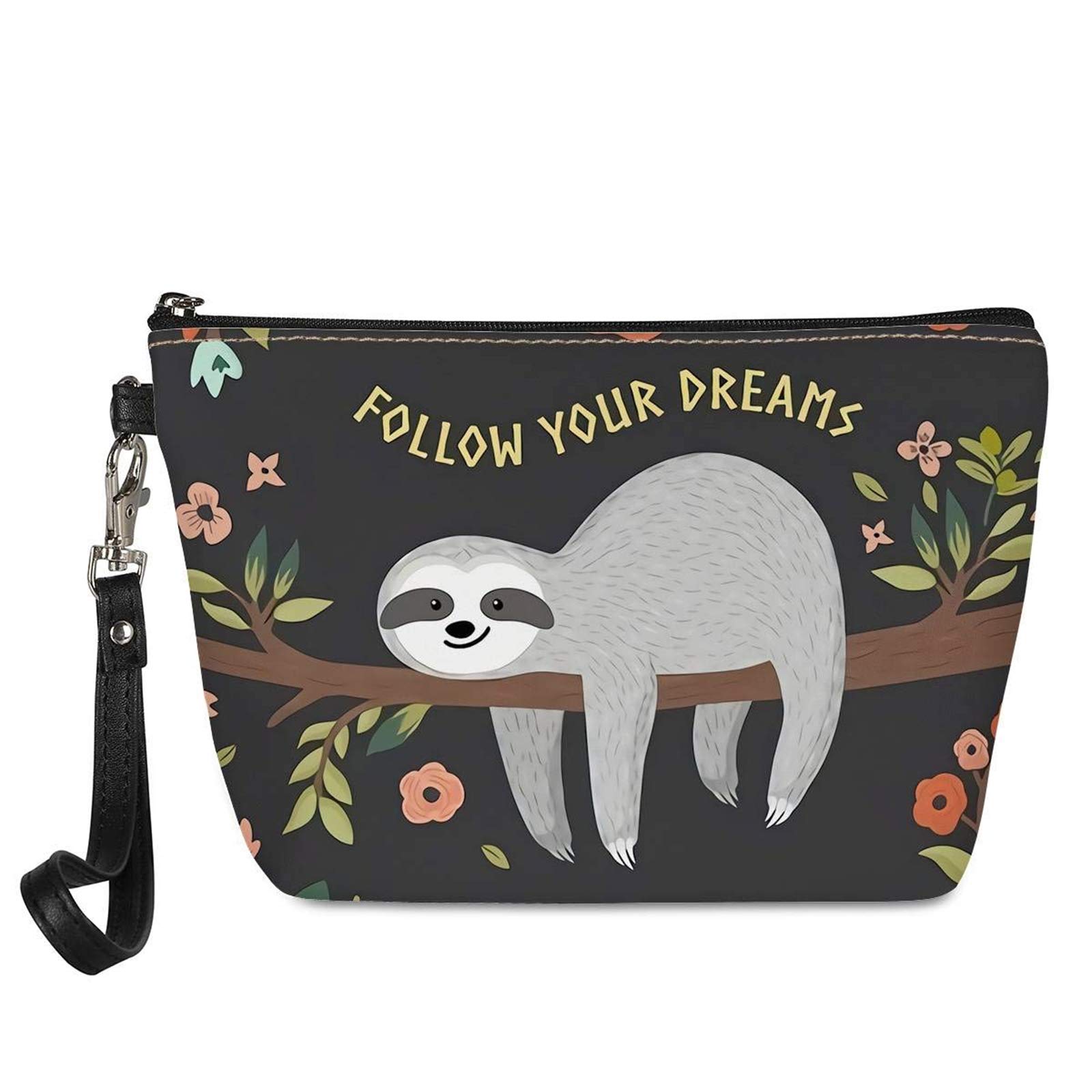 Jeiento Sloth Gift Cosmetic Bags for Travel Bulk Makeup Clutch Pouch Cosmetic Toiletries Organizer Bag Pack - Follow Your Dreams