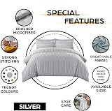 Moonlight20015 4 Piece King Bedding Set Satin Stripes Microfiber Silver view 3