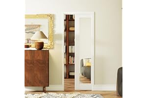 SOLRIG Sliding Pocket Door 30" x 80", 1-Lite Mirror Panel with Frame and Hardware Kit Set, Interior & Closet Single Finished Door Slab, White Primed