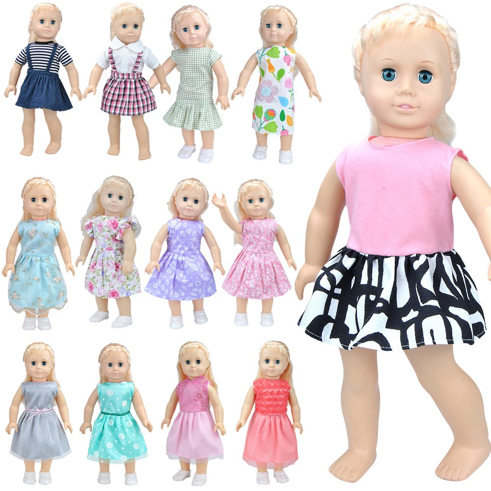 E-TING 5 Set Outfits Fashion Gorgeous Clothes Casual Wear Dresses Lively Outfits for 18 Inches American Girl Dolls Accessories Set Christmas Gift (5 Sets Random Style)(Dolls and Shoes not Included)