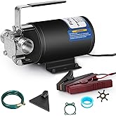 FLOWPAC 12V Water Pump Water Transfer Pump Utility Pump Black | 1/10 HP 330GPH, Battery Powered With On/Off Swtich, Spare Impeller kit, Small Pump for Garden, Lawn, RV Water Remove
