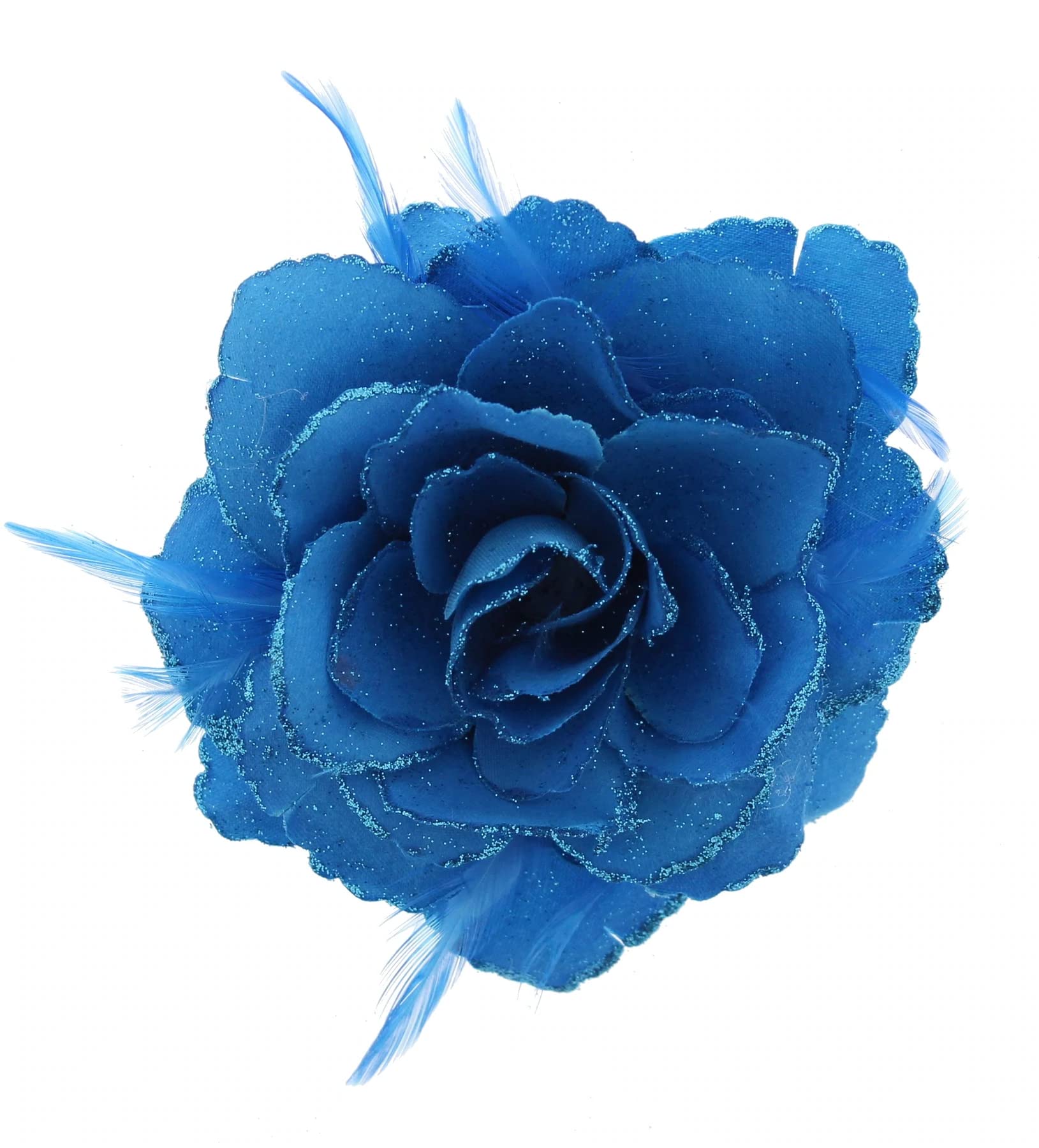 Topkids Accessories Rose Flower Hair Clip Hairband Brooch Safety Pin Hairpin Floral Corsage Fascinator Hair Band Aligator Beak Grip for Women & Girls Wedding Prom Party Special Occasion (Turquoise)