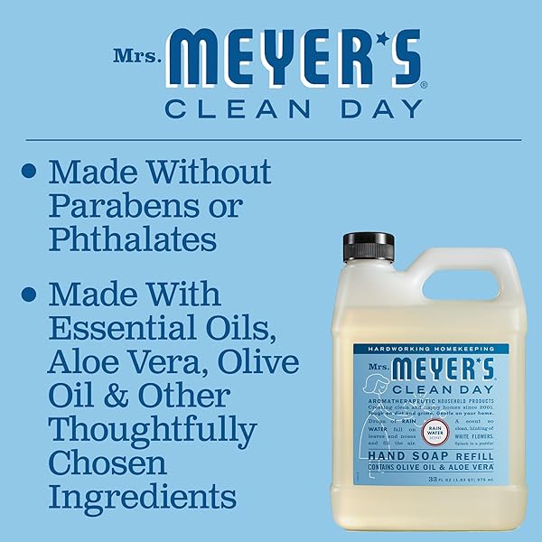 MRS. MEYER’S CLEAN DAY HAND SOAP REFILL, RAIN WATER SCENT, 33 FL OZ BOTTLE