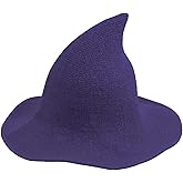 YouNuo Witch Hat for Women, Classic Halloween Knitted Wool Wizard Hat,Wide Brim Pointed Witches Cap for Party Cosplay Costume