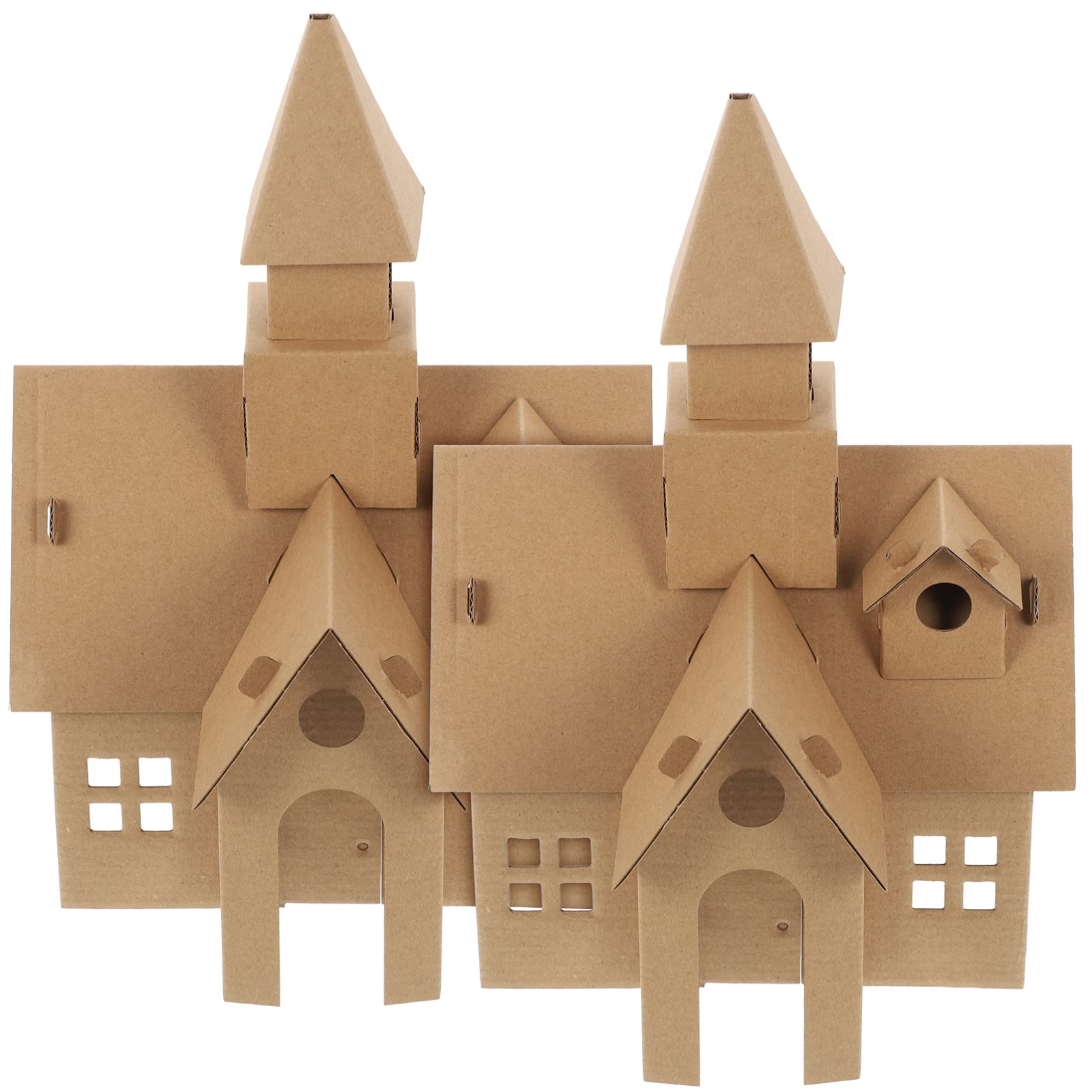 Didiseaon 2pcs 3d Paper Corrugated Cardboard House Blank Craft Cottage Castles Assemble Building Playthings Architecture Model Building for Kids Children