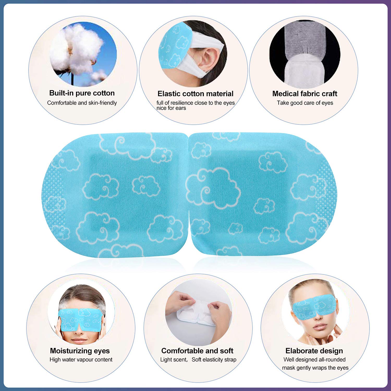 BOSCARE Steam Eye Mask 7PCS Gentle Warming Eye Mask Moisturizing Lavendar Scented For Tired and Puffy Eyes, Dark Circles, Stye Relief, Headache Self-Heating Sleep Eye Mask, Blue Masking Pack : Beauty