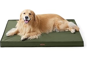 LE SURE Outdoor Waterproof Dog Beds Large Sized Dog, Orthopedic Egg Crate Foam Pet Bed with Oxford Fabric Surface and Removable Washable Cover, Pet Mat 36''x27'', Green