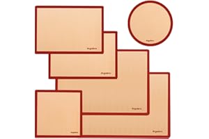 ANGADONA Silicone Baking Mats Set of 6, Food Grade Non-stick Reusable Baking Mat, Silicon Baking Slip Mats Oven Liner Sheet, Round & Square Cake Pan Mat, Pastry Board Rolling Dough Mats for Macaron Cookie