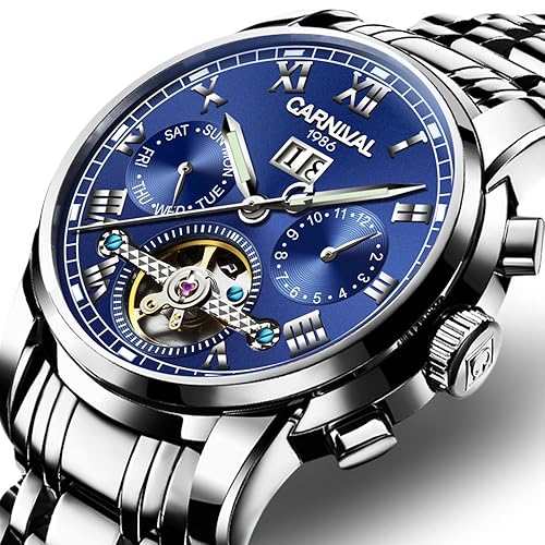 Carnival Luxury Mens tourbillon Automatic Watch Silver Stainless - Main Image