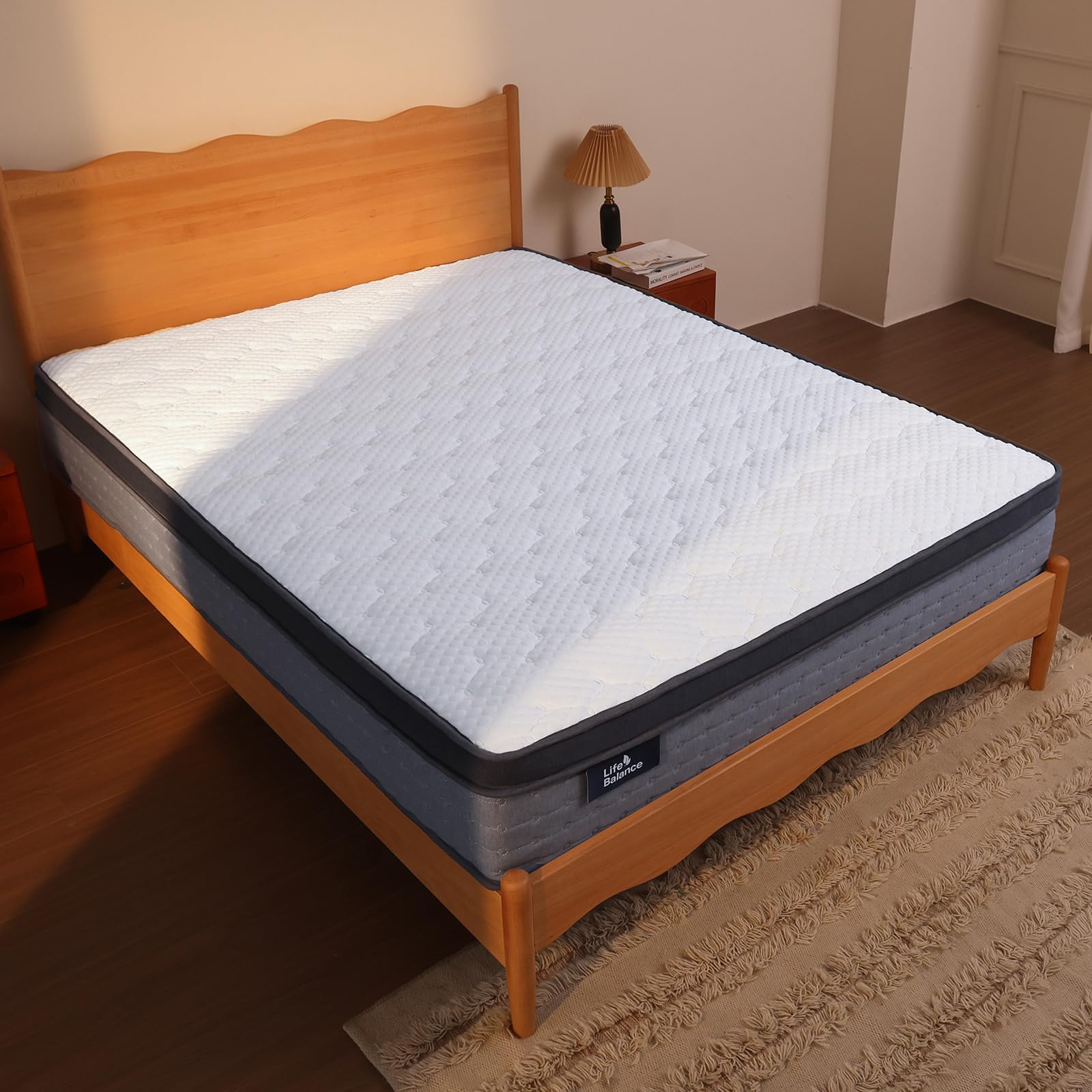 Photo 1 of 10 Inch Queen Hybrid Mattress,Made in USA,Hypoallergenic Layer,Cooling Gel Memory Foam, Pocket Coils&Strong Edge Support,Pressure Relief,Motion Isolation,CertiPUR-US,Bed-in-a-Box Fiberglass-Free