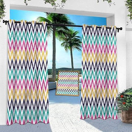 Aishare Store - Cortina para patio al aire libre, diseño de rayas