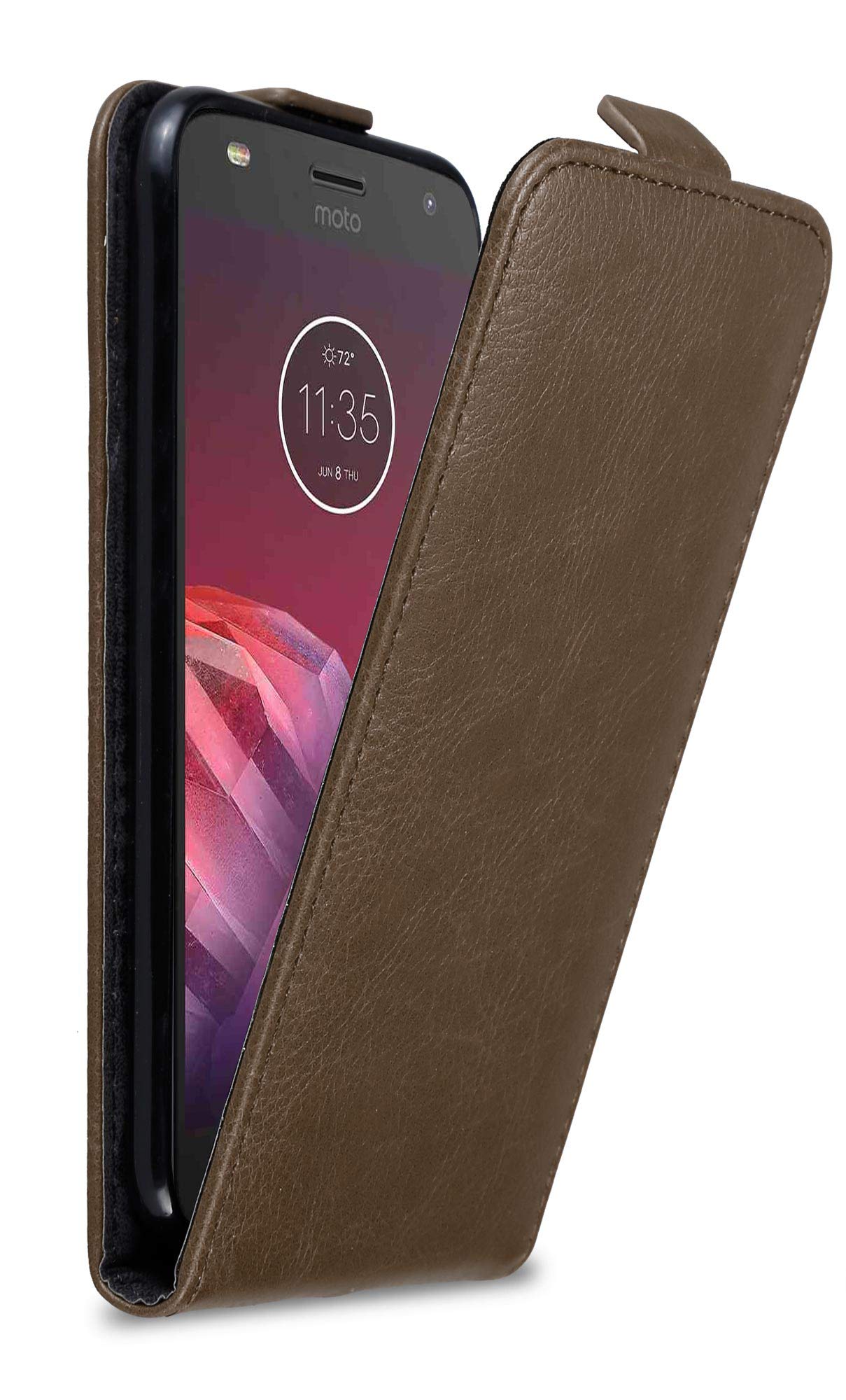 cadorabo Case works with Motorola MOTO Z2 PLAY in COFFEE BROWN - Flip Style Case with Magnetic Closure - Wallet Etui Cover Pouch PU Leather Flip