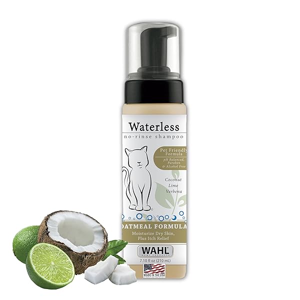 WAHL USA CAT WATERLESS SHAMPOO FOR SOOTHING DAMAGED SKIN, REFRESHING, CLEANING, AND REMOVING ODORS BETWEEN BATHS – 7.1 OZ – MODEL 820015-500