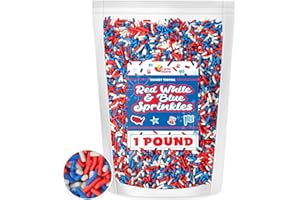 A GREAT SURPRISE Red, White and Blue Sprinkles - 1 Pound - Patriotic Toppings - Bulk Fourth of July Sprinkles for Baking, Cupcakes