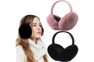 Eyegla Winter Ear Muffs Women Adjustable Fuzzy Earmuffs Faux Fur Ear Warmers Foldable Ear Covers for Cold Weather