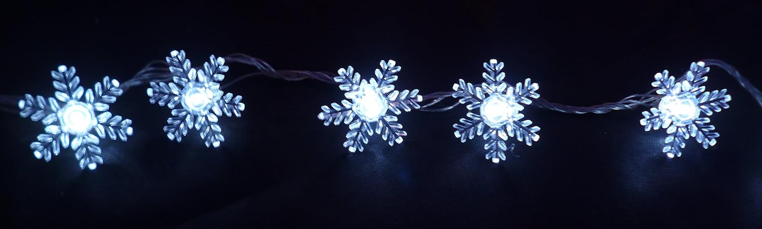 Christmas Concepts® 7.9m (26ft) White Snowflake Lights with 80 LED Lights - Multi Function - Indoor/Outdoor Use - Christmas Lights - Image 3