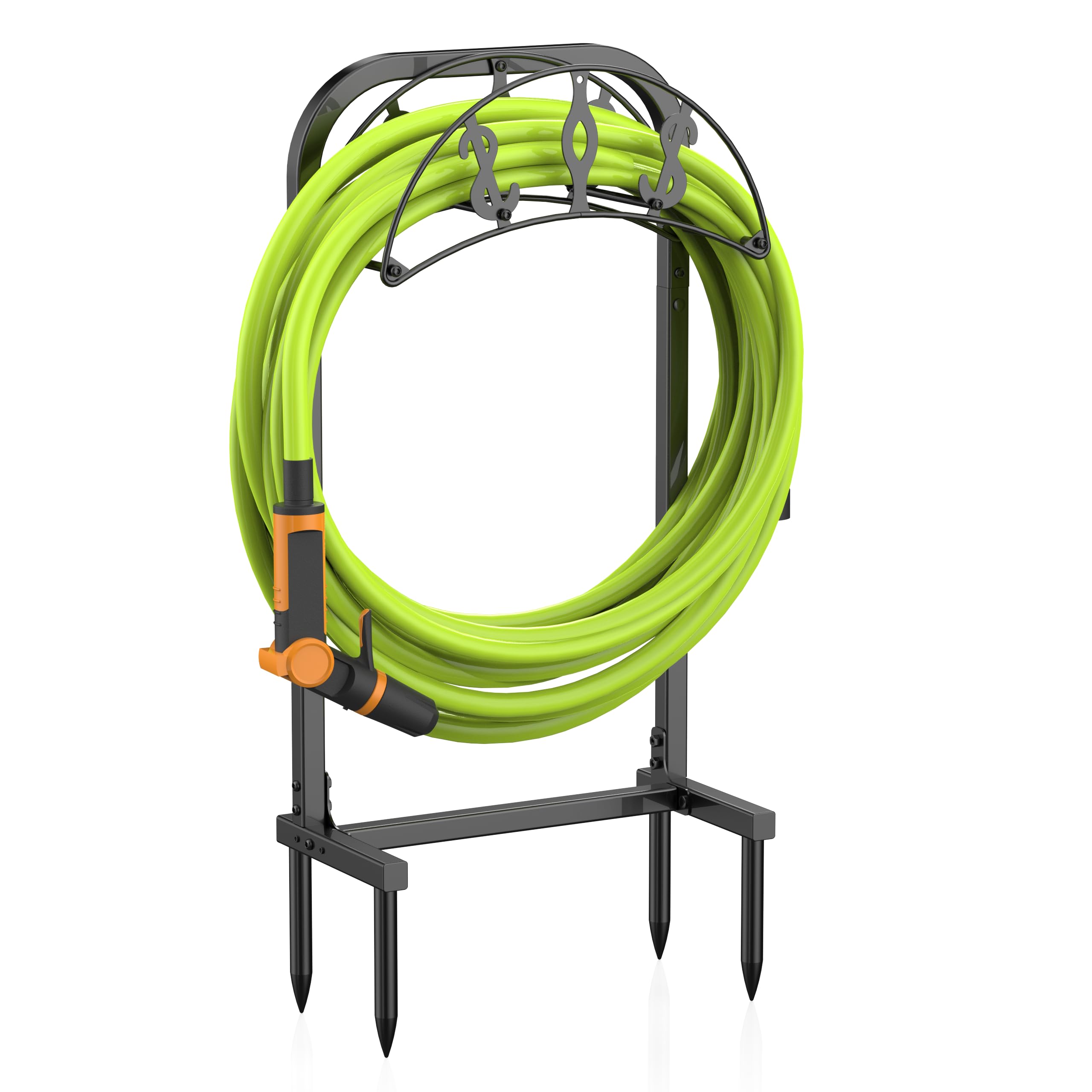 Photo 1 of WiwiIron Garden Hose Holder, Freestanding Water Hose Holder with 4 Spikes, Heavy Duty Hose Reel Holds 150ft Hose, Hose Hanger, Hose Storage, Hose Organizer for Outside Lawn Yard