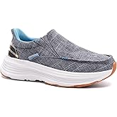 OrthoComfoot Women's Orthopedic Slip On Loafers: Comfortable Orthotic Walking Shoes with Arch Support for Plantar Fasciitis, Canvas Thick Sole Loafers for Foot and Heel Pain Relief