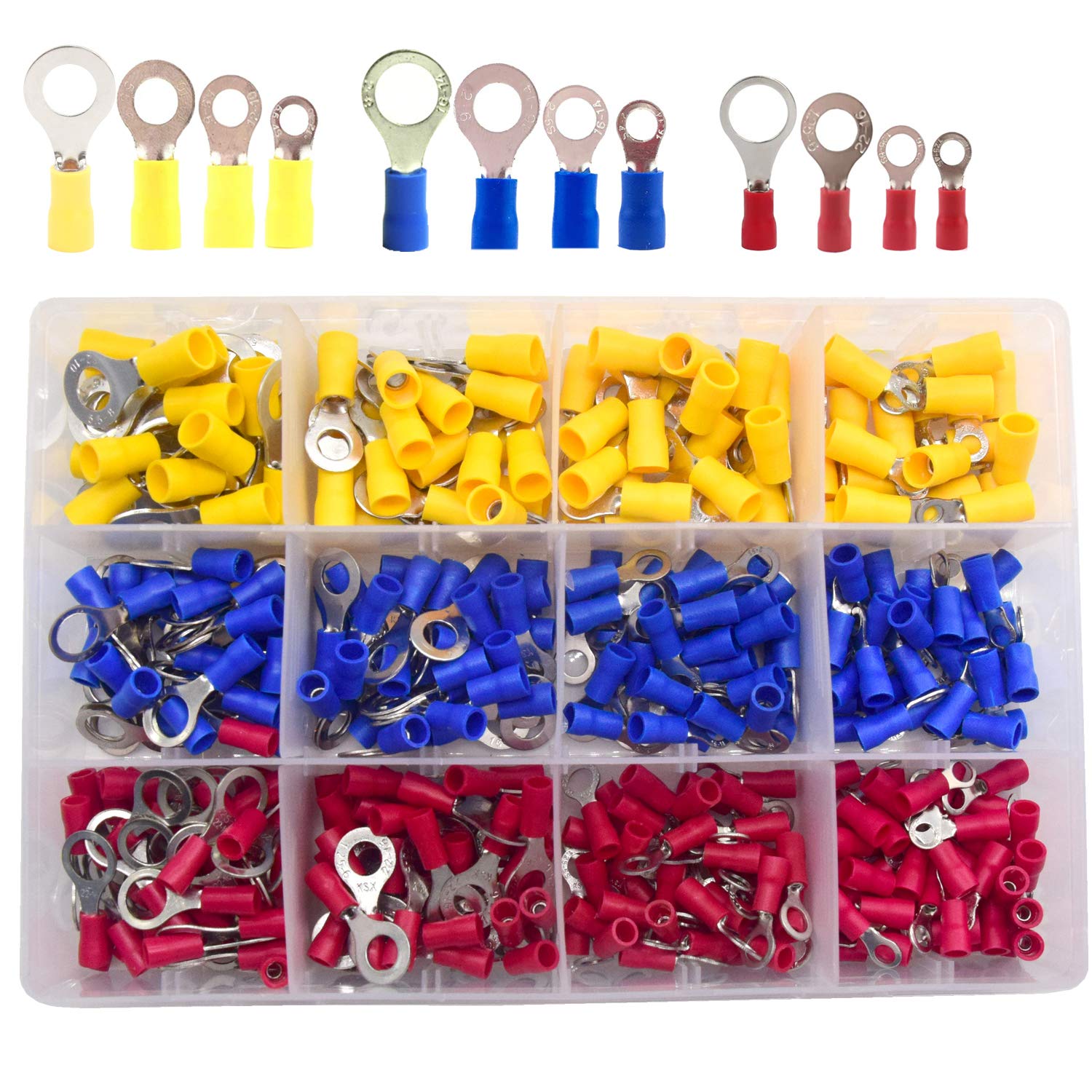 CEEYSEE 360Pcs Insulated Ring Terminal-Electrical Wire Connectors-Ring Crimp Terminals Connectors Set（PRZ)