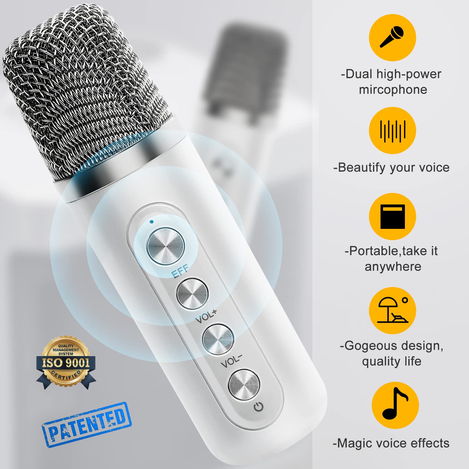 FULLIFE Karaoke Machine for Adults/Kids, 3000mAh Portable Bluetooth Karaoke Speaker with 2 Wireless Microphones, HD Karaoke PA System with Echo/Vocal Cut, Supports TF/USB/AUX-in, for Home Parties