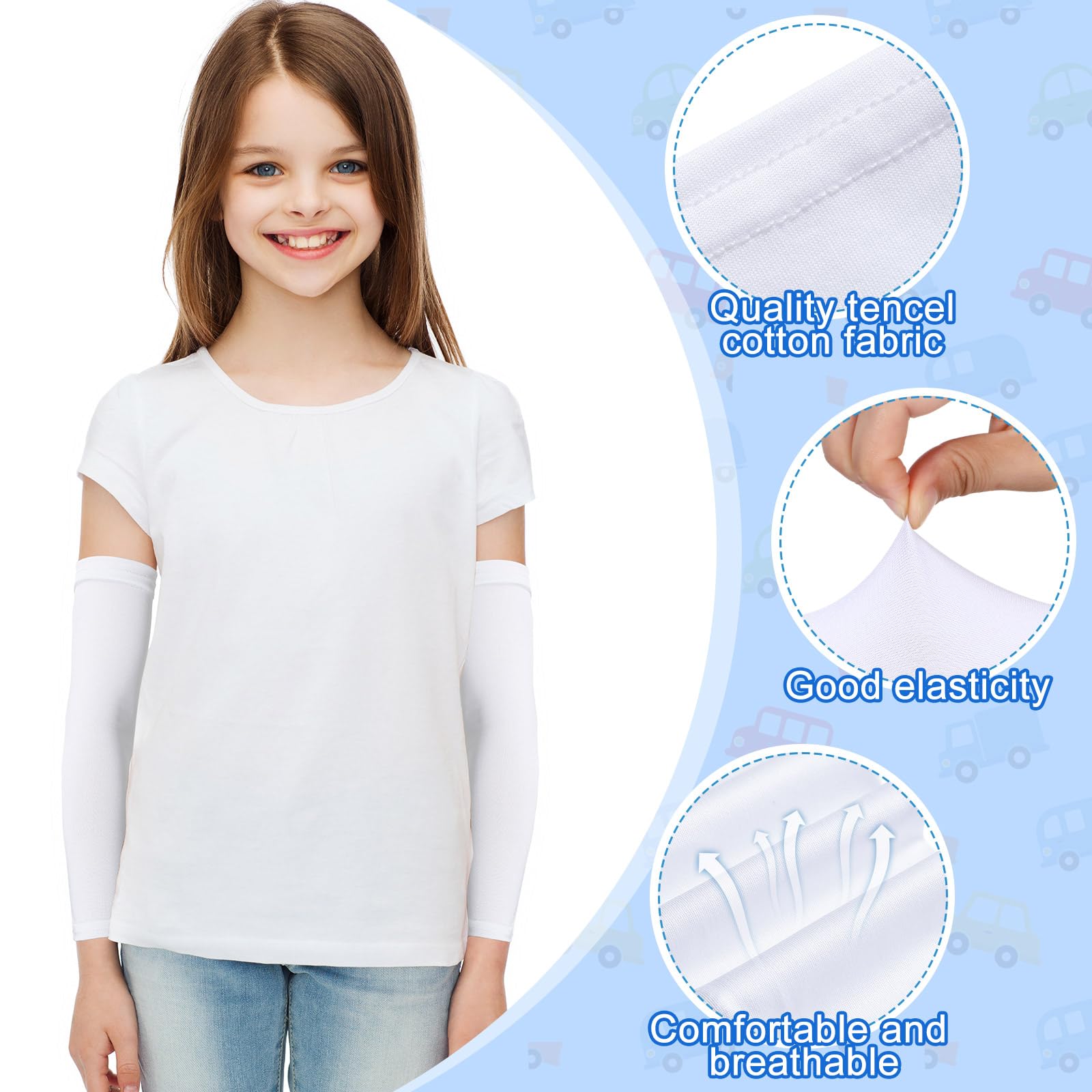 Eurzom 8 Pairs Eczema Sleeve for Kids Toddler Elastic Arm Sleeves Soft and Does Not Hurt the Skin UV Protection