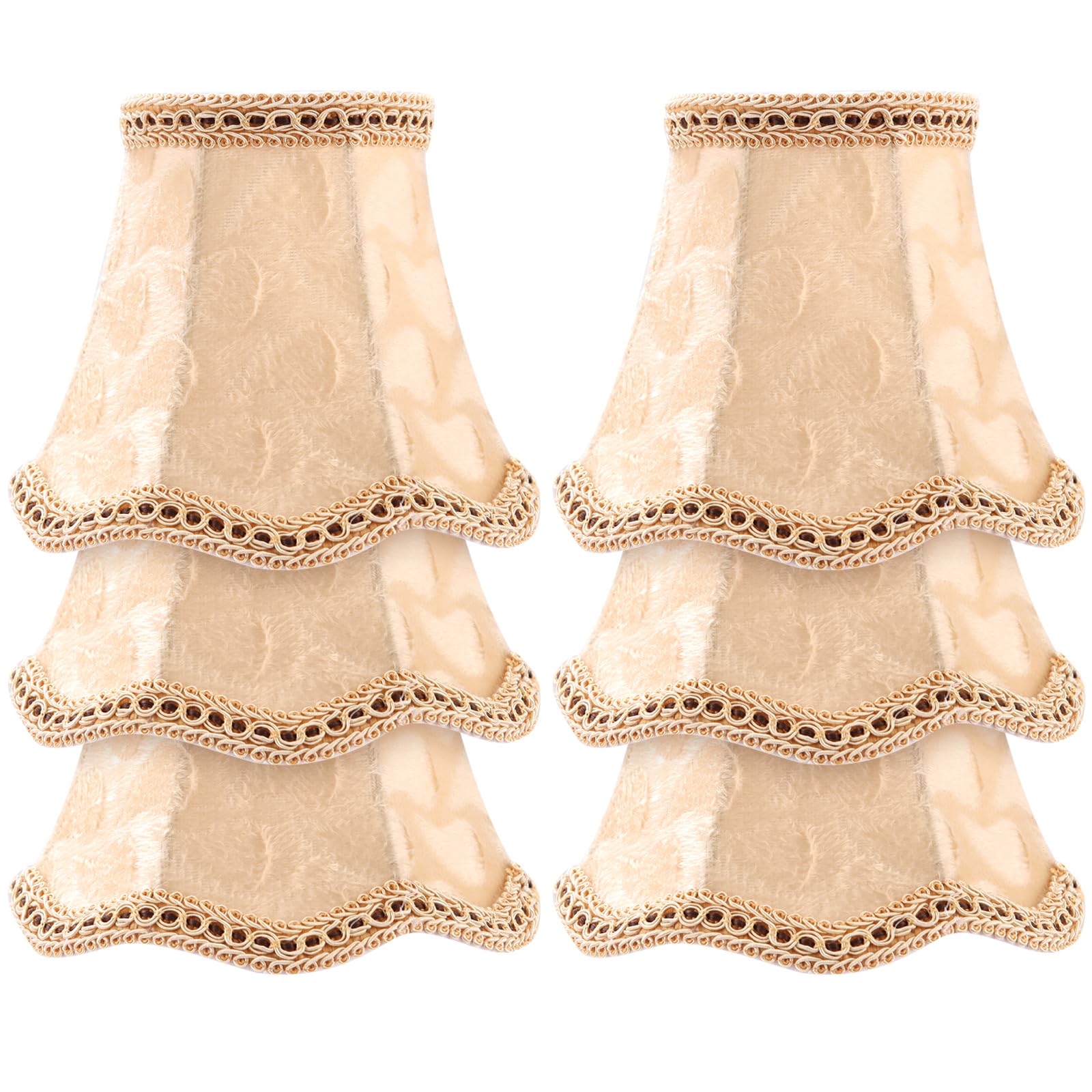 Fuloon Set of 6 Clip LampShades, E14 Chandelier Lamp Shades, Small Lampshades for Ceiling Lights, Fabrics Wall Lamp Shades, Upright Candle Chandelier Drop Light Lampshade(Yellow)