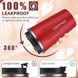 MOMSIV 380ml Stainless Steel Coffee Cup with Leak-Proof Lid Red view 4
