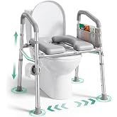 PopWise Raised Toilet Seat with Handles Adjustable Height &amp; Width, 500 lb | Anti-Wobble Frame, Easy to Install Toilet Seat Risers for Senior, Pregnant, Post-Surgery, Handicap, Fits Most Toilets