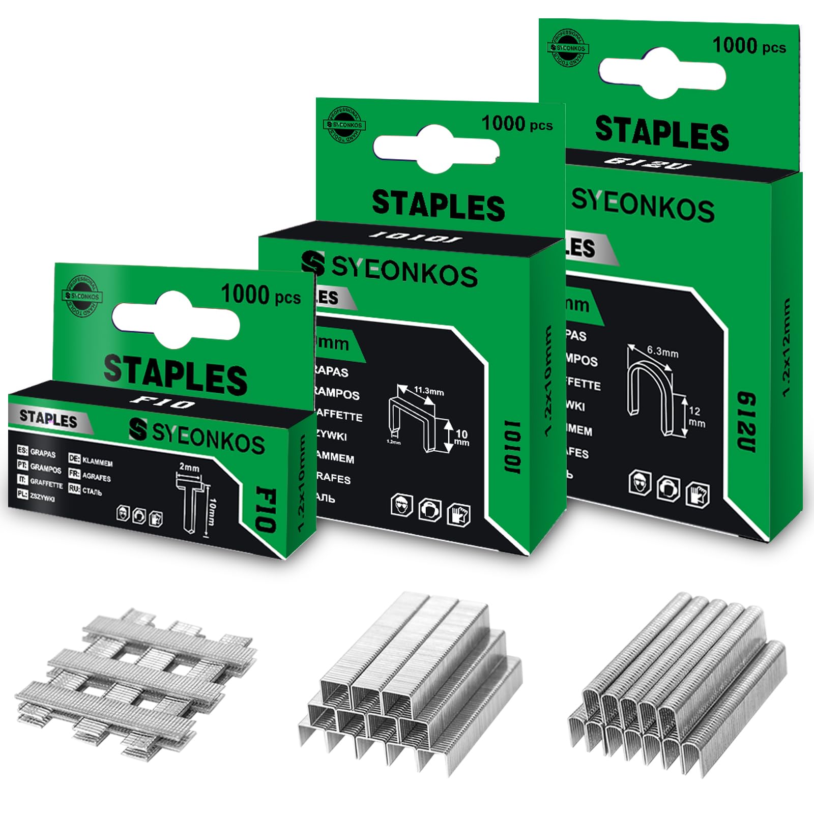 SYEONKOS Staples, 3,000 PCS for Staple Gun, Contains U-Type & Door-Type, Staples for Carpentry, Decoration, School Display Boards, Furniture Making, DIY
