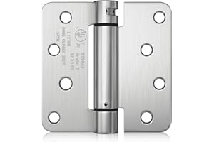 Haidms 3 Pack Self Closing Door Hinges 4" Brushed Nickel Spring Hinge with 1/4'' Radius Corner Adjustable Tension for Heavy Duty Exterior Interior Front Door
