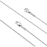 LOLIAS 2Pcs Stainless Steel Chain Necklace for Women - 1mm Thin & Strong Silver Chain Necklace - Hypoallergenic Snake Box Necklace, 16 18 20 22 24 28 30 Inch