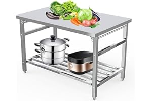 GLOWSOL Stainless Steel Floding Table, 48 x 30 Inches, NSF Commercial Kitchen Prep Table with Under Shelf for Restaurant and Home, Foldable