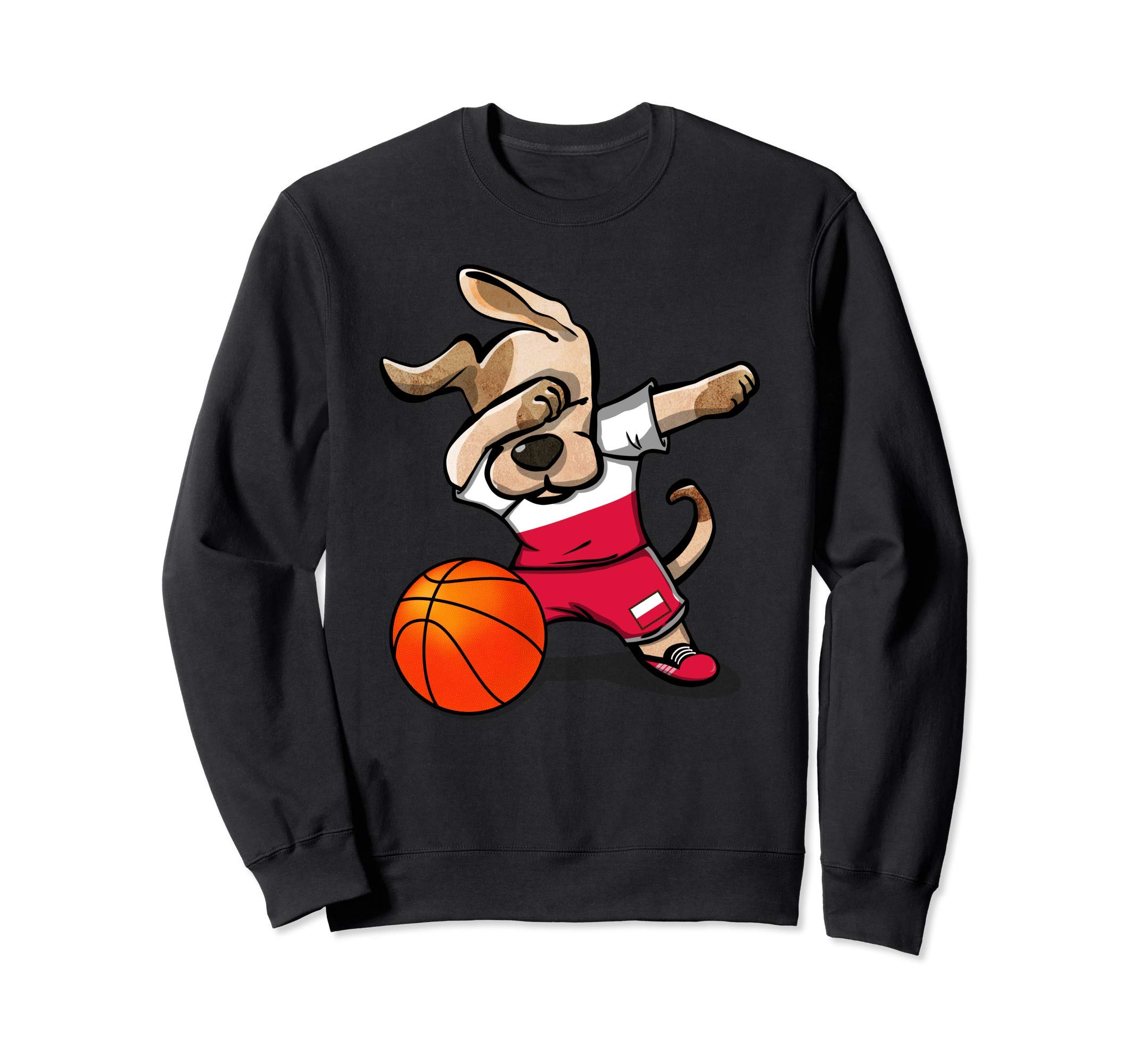 Funny Dabbing Dog Poland Basketball - Polish Flag Sport Sweatshirt