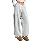 Milumia Women's Wide Leg Sweatpants Elastic High Waist Straight Leg Drawstring Trousers Sweat Pants