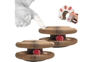 JATMIRA Cute Magic Organ Cat Scratcher Foldable Funny Cats Cardboard Toy Sturdy with Bell-Ball for Indoor Cats Kitty Accordion Toys for Scratching (2)