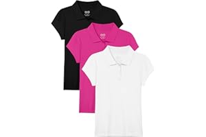 OHD 3 Pack Girls Polo Shirt School Uniform Polo for Girls Cotton Soft Short Sleeve Classic Collared Polo Shirt Size 3T-14
