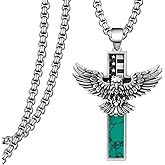 qielizhu Eagle Necklace 925 Sterling Silver Turquoise Western Cross Necklace for Men Native American Jewelry Eagle Scout Gifts
