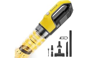 XenonLab Handheld Vacuum Cordless 1.1 Pounds Car Vac 10000PA Hand Held Vacuums 4-in-1 Hand Vac Cordless Rechargeable HEPA Filter Large Capacity Dust Cup for Car Office Home Pets Hair (Yellow)