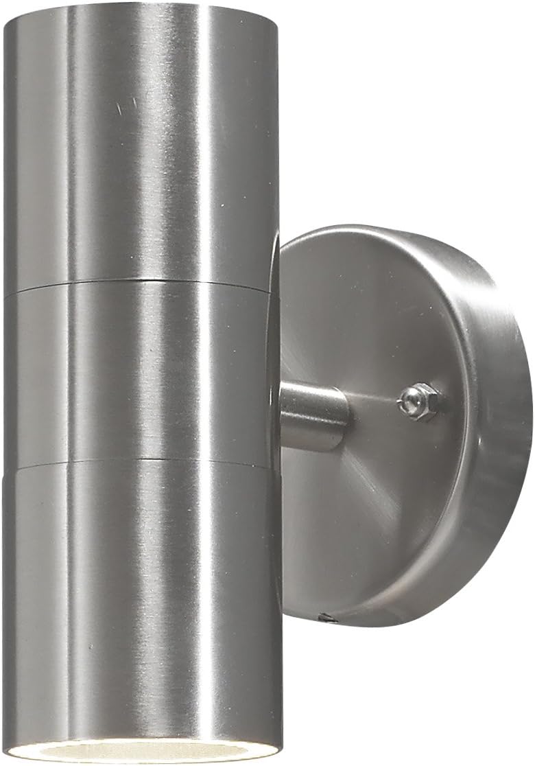Konstsmide Outdoor Wall Light Mains Powered/Modena Up Down Modern Lantern/2 x 35 W GU10 Max Lamp/Clear Glass Lens/IP44/Outside Light Grey