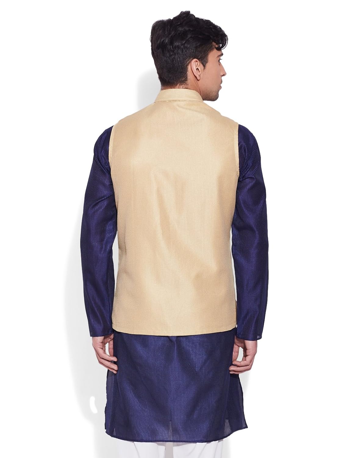 very me men's designer cream faux silk textured nehru jacket