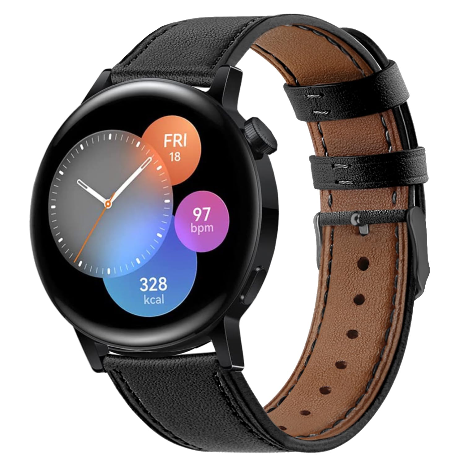 Strap Compatible with Huawei Watch GT3/GT2 42mm, Leather Strap Replacement Bands for Galaxy Watch 7 6 5 4 40mm 44mm, 20mm Watch Straps for Women Men,Black