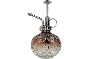 REFFU Plant Spray Bottle Plant Mister Glass 6.3 Inches Tall Vintage Plant Sprayer Mister,Plant Spritzer, Watering Can with Top Pump for Indoor House Plants, Garden,Cleaning（Brown-white Gradient