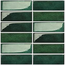 Crystiles Dark Green Peel and Stick Backsplach