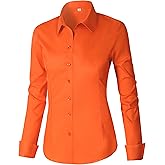 CUNLIN Womens Cotton Button Down Shirts for Women Fitted Long Sleeve Formal Dress Shirt Work Blouses Tops