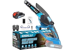Gigilli Mini Chainsaw, 6 Inch Mini Chainsaw Cordless Battery Powered Tool-free, Portable Mini Chainsaw Handheld Small Electric Chainsaw for Tree Trimming Branch Pruning Wood Cutting,1 Battery 1 Chain