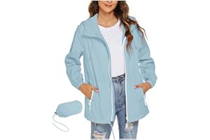 QotLoyi Rain Jacket Women Lightweight Waterproof Hooded Raincoat Packable Windbreaker Jackets with Pockets Fall Fashion 2025